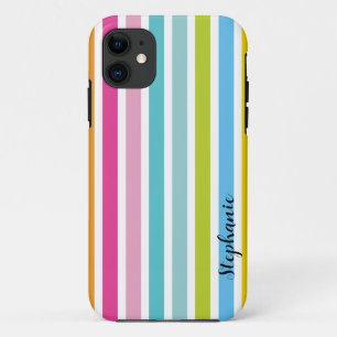Candy Stripe Personalize Name Monogram iPhone Case