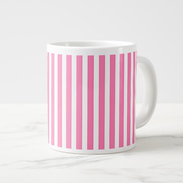 Candy Stripe Pink  Large Coffee Mug (Front Right)