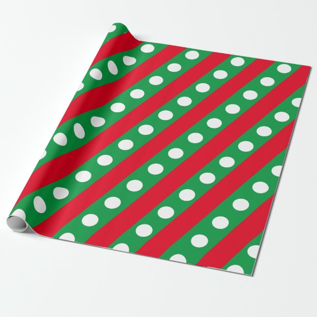 Candy Stripe & Polka Dot Wrapping Paper (Green) (Unrolled)