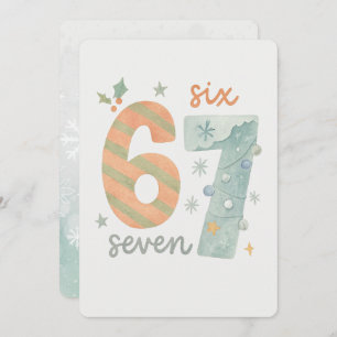 Candy Stripe & Snowflake 67 – Handmade Holiday Num Invitation