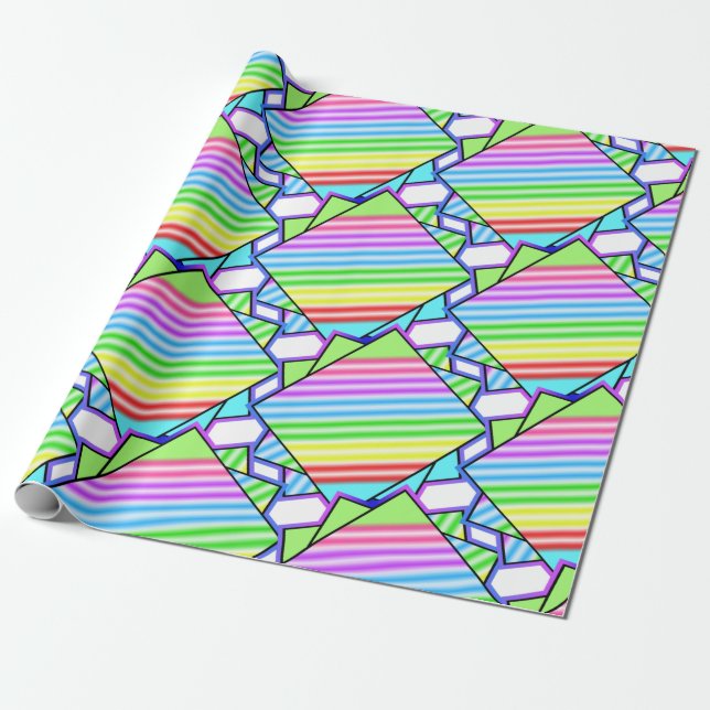 Candy Stripe Tiles Wrapping Paper (Unrolled)