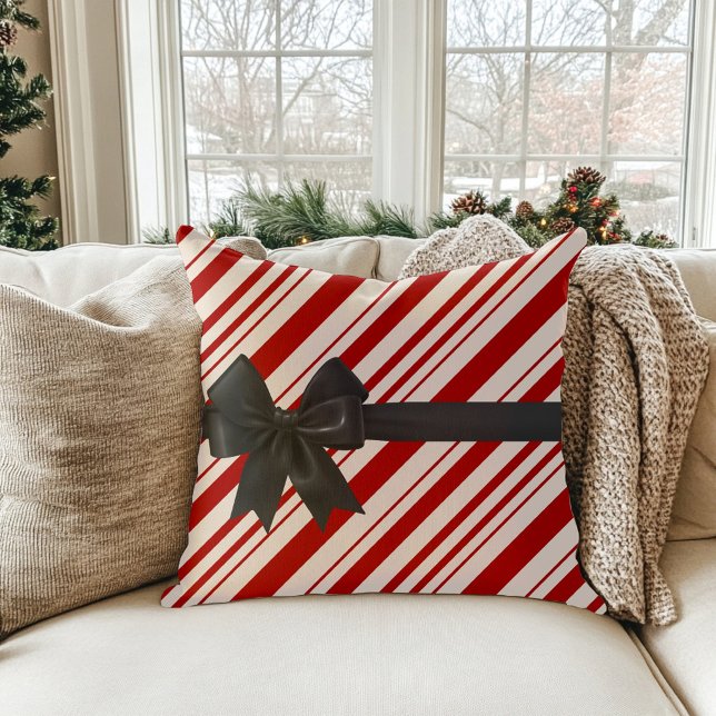 Candy Striped Christmas Pillow with Bow (Creator Uploaded)