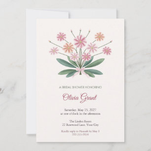 Candy Striped Lewisia Bridal Shower Invitation