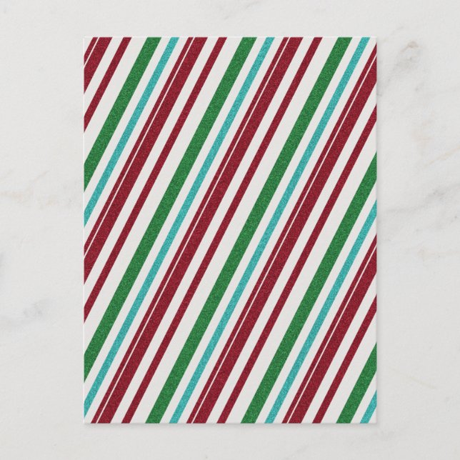 Candy Stripes Glitter Postcard (Front)