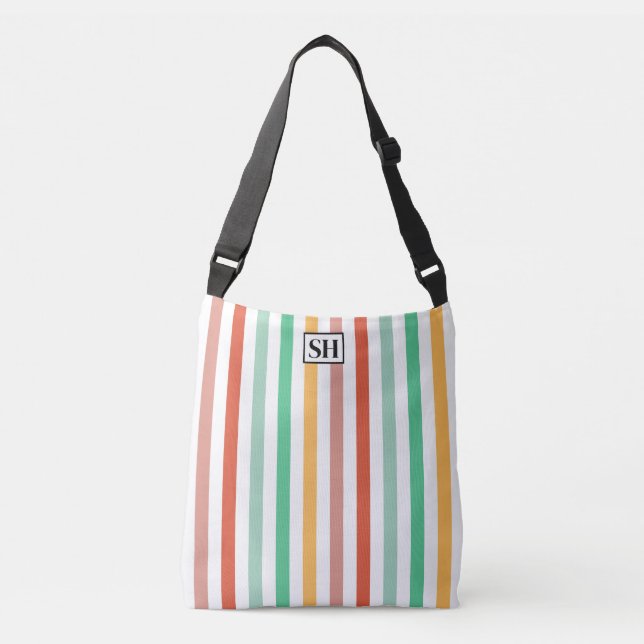 Candy Stripes Monogram Tote Bag (Front)