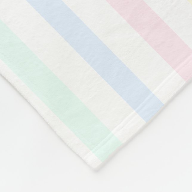 Candy Stripes Pastel Rainbow Colours Large Baby Fleece Blanket (Corner)