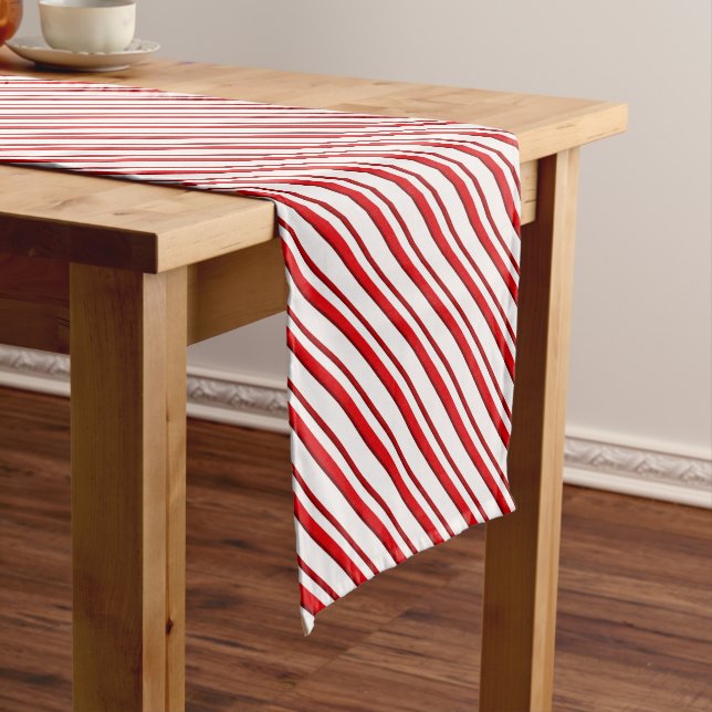 Candy Stripes, peppermint red & white Short Table Runner (In Situ)