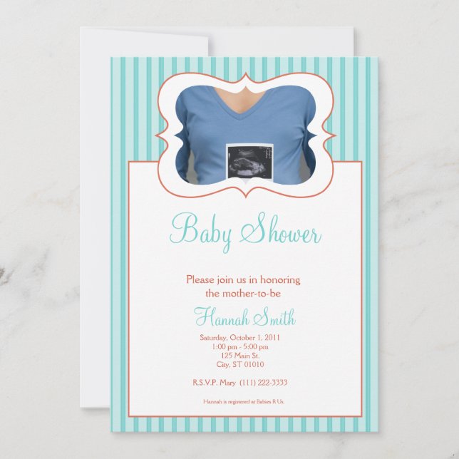 Candy Stripes - Photo Baby Shower TR Invitation (Front)