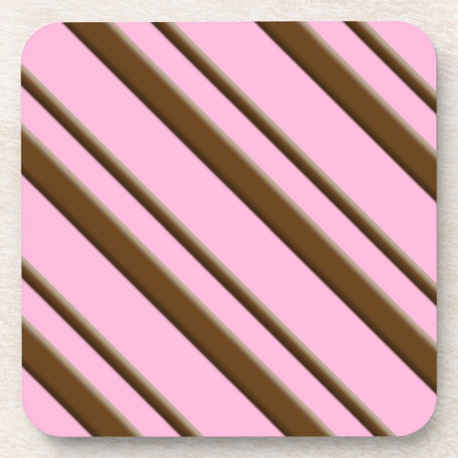 Candy Stripes, pink and chocolate brown Coaster (Front)