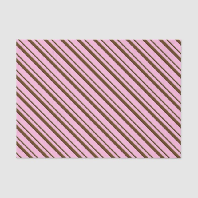 Candy Stripes, pink and chocolate brown Tissue Paper (Front)
