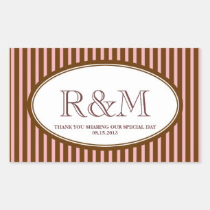 Candy stripes pink classic monogram favour seal