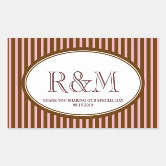 Candy stripes pink classic monogram favour seal