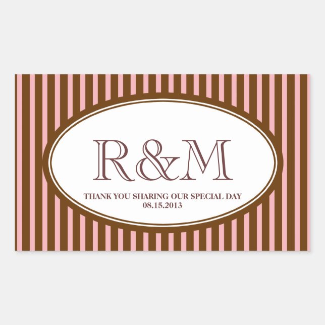 Candy stripes pink classic monogram favour seal (Front)