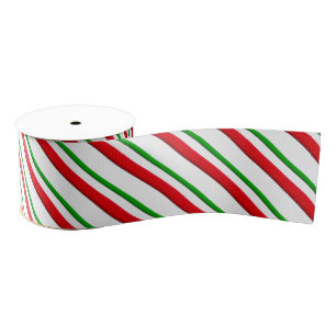 Candy Stripes, red, green & white Grosgrain Ribbon
