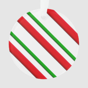 Candy Stripes, red, green & white Ornament