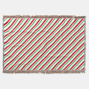 Candy Stripes, red, green & white Throw Blanket