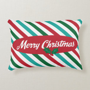 Candy Stripes Retro Christmas Accent Pillow