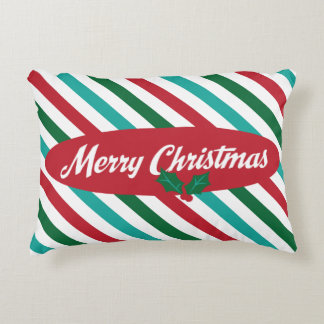 Candy Stripes Retro Christmas Accent Pillow