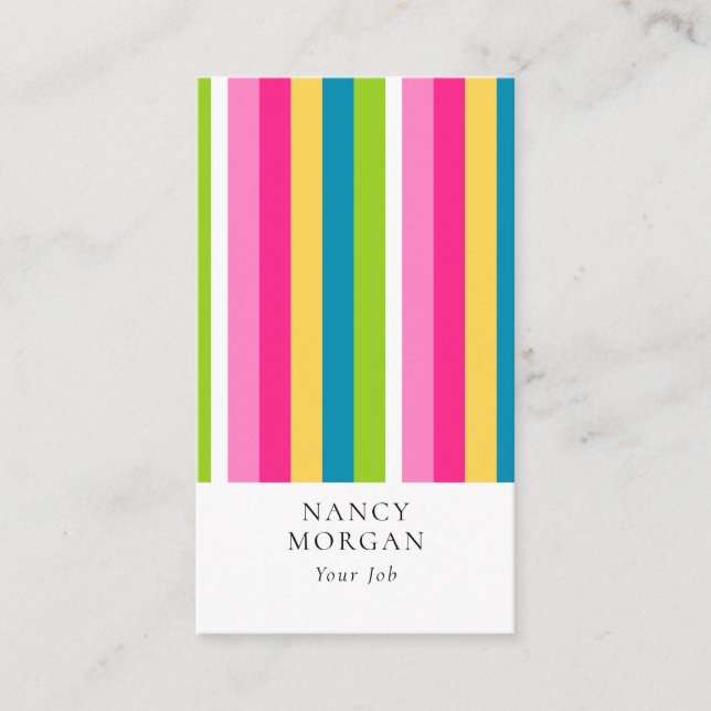 Candy Stripes Simple Minimalist  Business Card (Front)