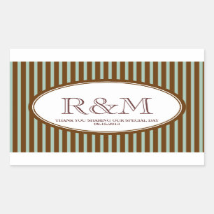 Candy stripes teal classic monogram favour seal