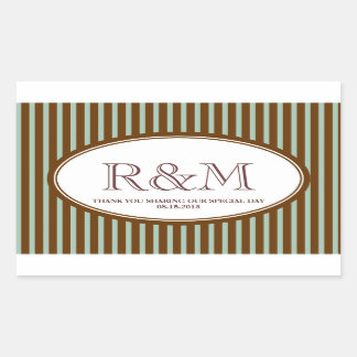 Candy stripes teal classic monogram favour seal