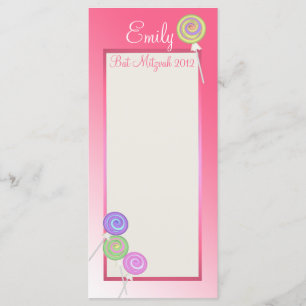 Candy Sweet Bat Mitzvah Program Card