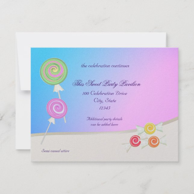 Candy Sweet Blue Raspberry Bat Mitzvah Invitation (Front)