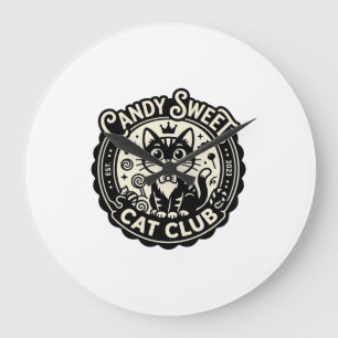 Candy Sweet Cat Funny Cat Graphic - Candy Sweet Ca Large Clock