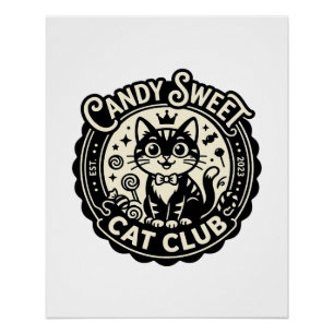 Candy Sweet Cat Funny Cat Graphic - Candy Sweet Ca Poster