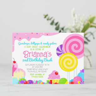 Candy Sweet Celebration Birthday Party Invitation