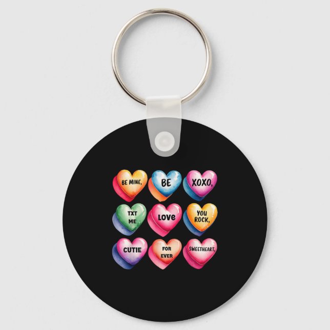 Candy Sweet Heart Valentines Day Design For Women  Key Ring (Front)