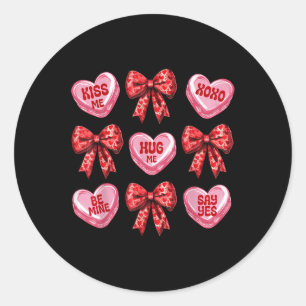 Candy Sweet Hearts Love Valentines Day Coquette Bo Classic Round Sticker