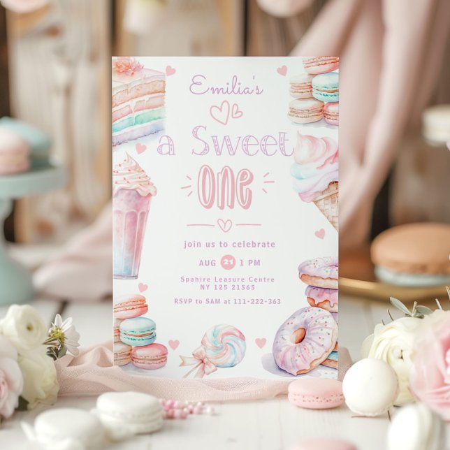 Candy Sweet One girl 1st birthday Invitation (Creator Uploaded)