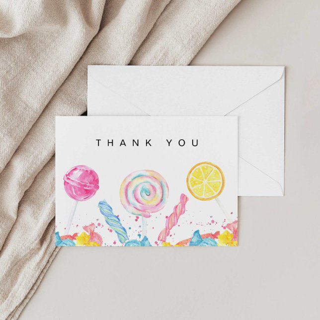 Candy Sweet Shop Birthday or Baby Shower Thank You Card (Creator Uploaded)