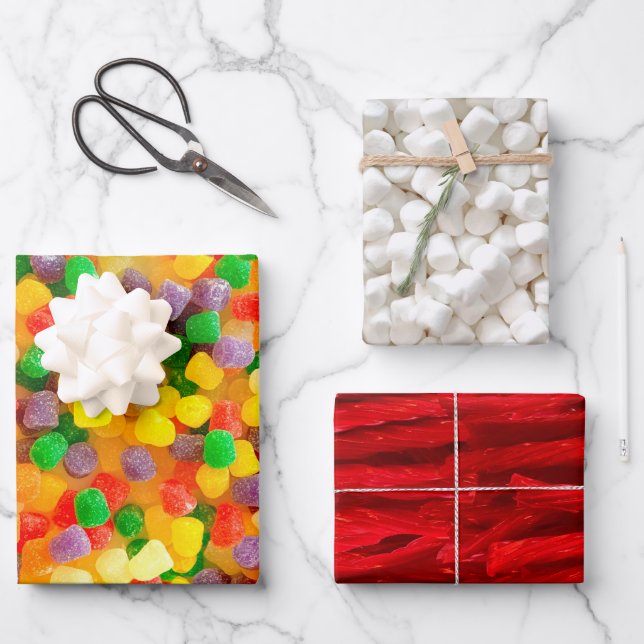 Candy Sweets Marshmallow Gumdrop Wrapping Papers Wrapping Paper Sheet (Front)