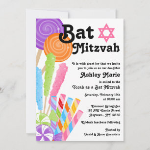 Candy Theme Bat Mitzvah Invitation