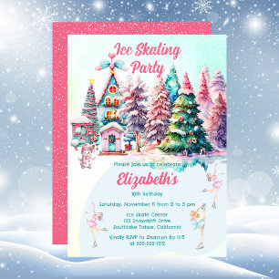 Candy Village Ice Skating Girl's Birthday Party Invitation