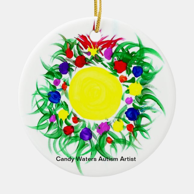 Candy Waters Autism Artist Ceramic Tree Decoration (Front)