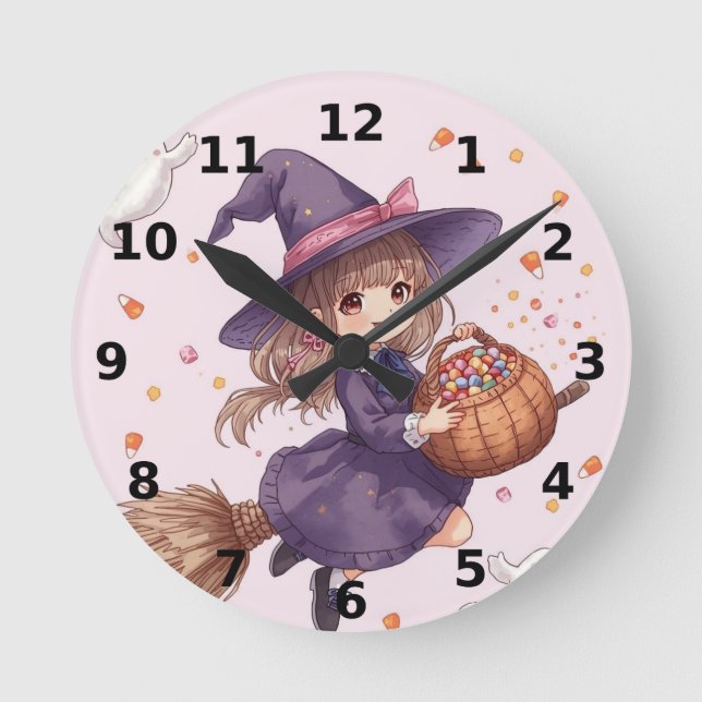 Candy Witch Halloween Wall Clock (Front)