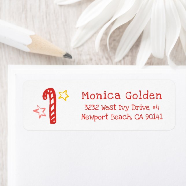 Candycane Doodle CHRISTMAS Holiday Return Address (Insitu)