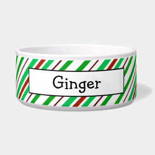 Candycane Peppermint Personalised Pet Bowls