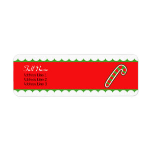 Candycane red n green bordered christmas label