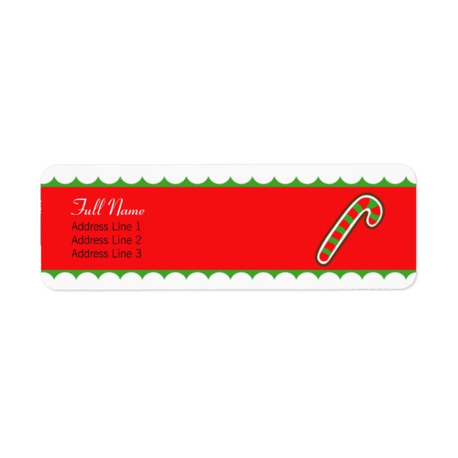 Candycane red n green bordered christmas label (Front)