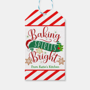 CandyCane Stripe Baking Spirits Bright Gift Tags