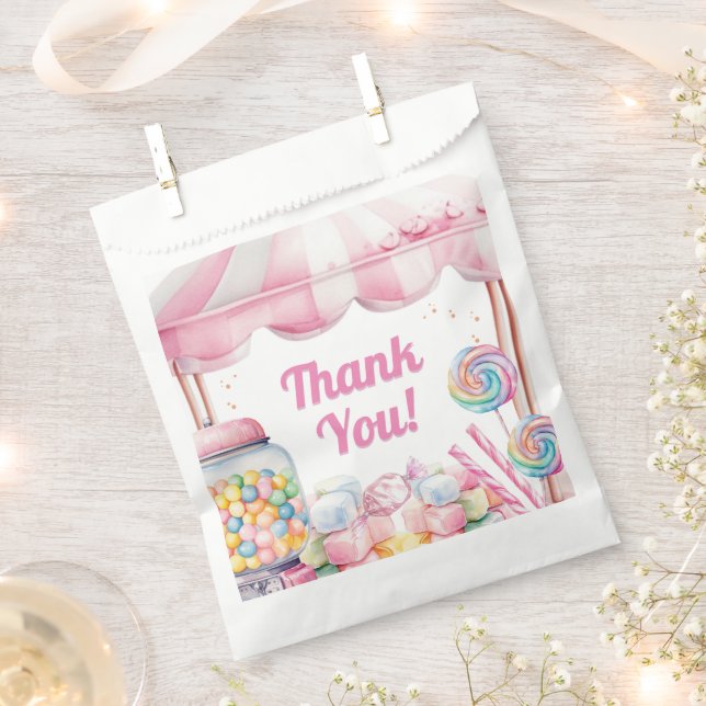 Candyland Baby Shower Girl Pink Favour Bags (Clipped)