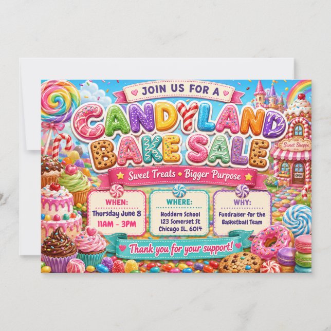 Candyland Bake Sale Design Invitation (Front)