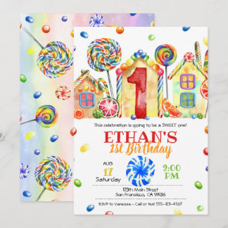 Candyland Candy Invitation for Candy Theme -1st