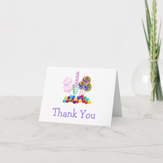 Candyland candy Theme Sweet 16 Thank You Card (Front)