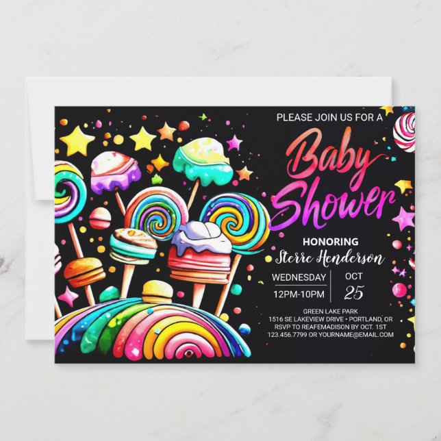 Candyland Colourful Cute Baby Shower Invitation (Front)