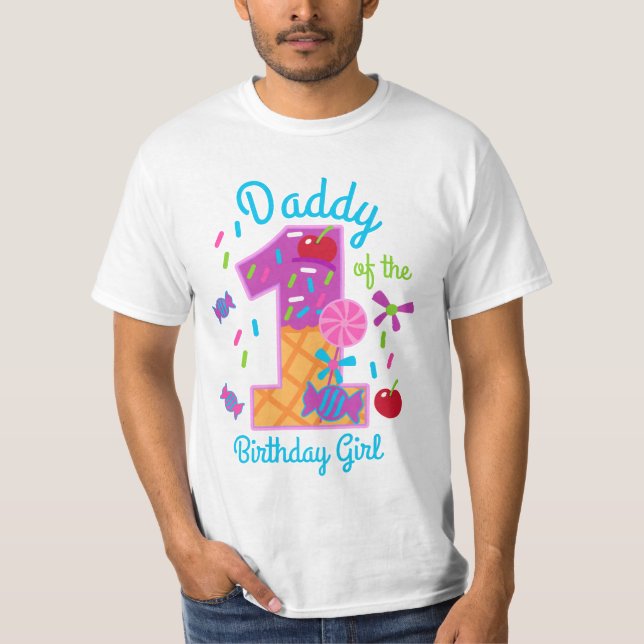 Candyland Daddy of the First Birthday lollipop T-Shirt (Front)
